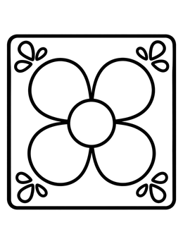 Free printable Simple Talavera Flower Tile Pattern coloring page