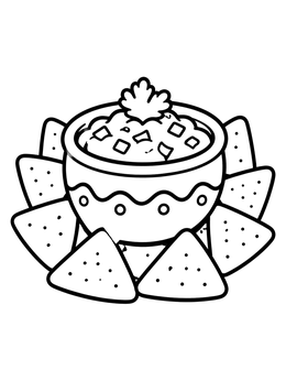 Free printable Bowl Of Salsa With Tortilla Chips coloring page