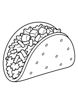Free printable Crispy Taco Filled With Fresh Ingredients coloring page