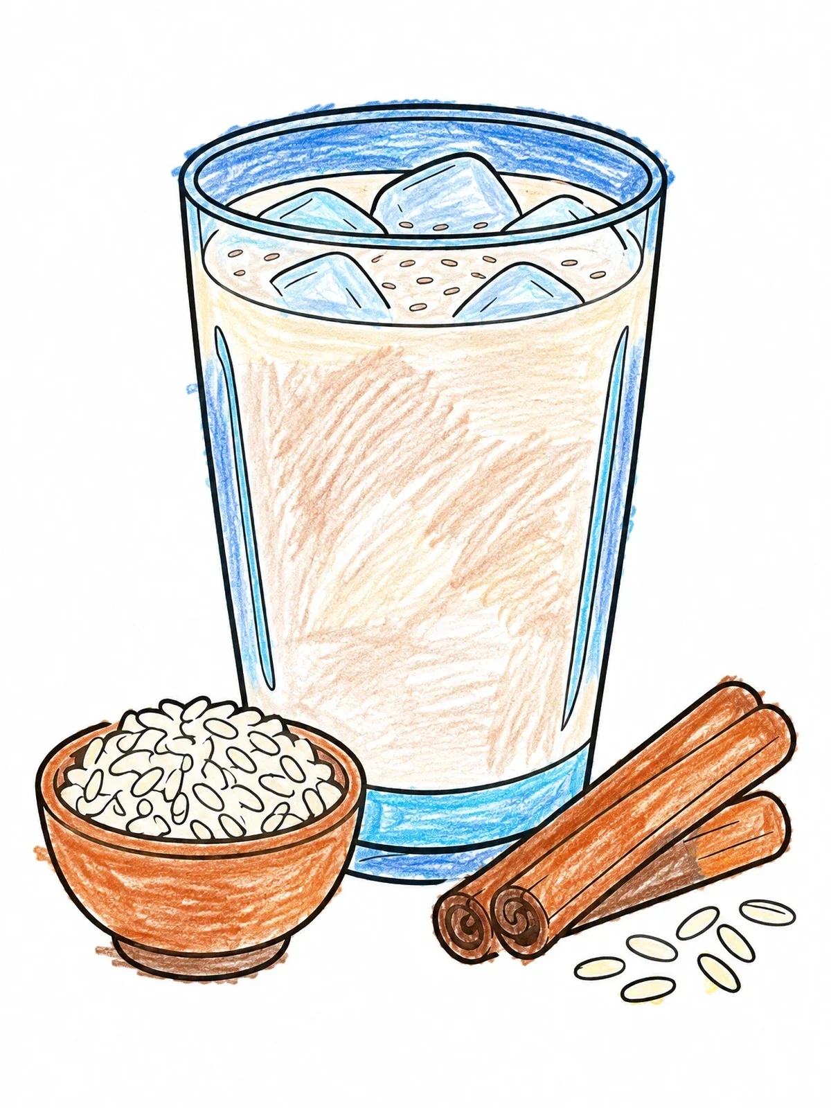 Colored example of the Iced Horchata With Rice And Cinnamon coloring page