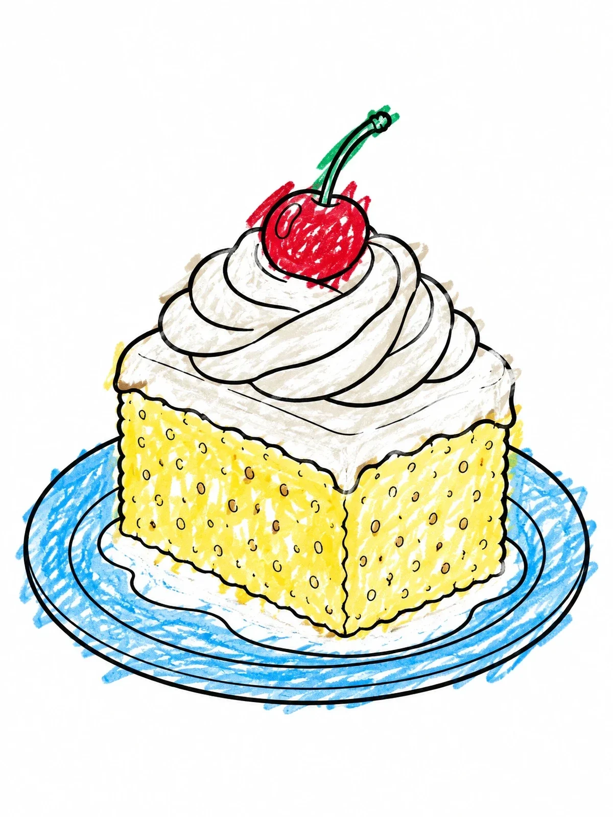 Colored example of the Sweet Tres Leches Cake Slice coloring page