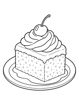 Free printable Sweet Tres Leches Cake Slice coloring page