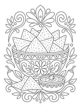 Free printable Tortilla Chips And Salsa Bowl coloring page