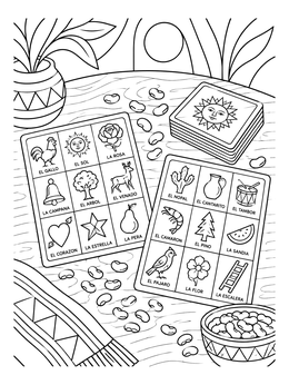 Free printable Mexican Loteria Game Table coloring page