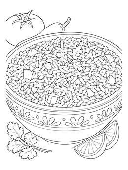 Free printable Mexican Seasoned Rice Bowl coloring page