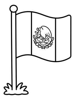 Free printable Mexican Flag On Flagpole coloring page
