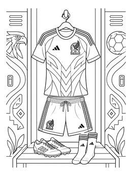 Mexico soccer team jersey and kit featured on this mexico coloring page.