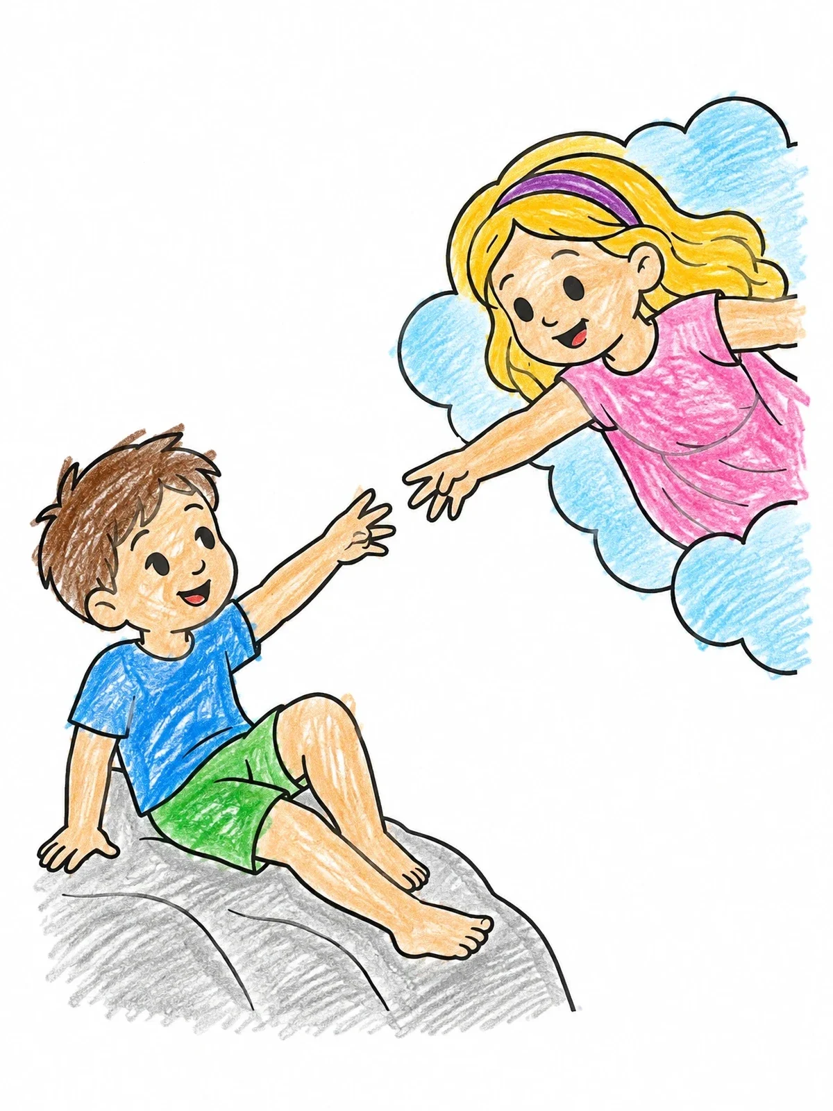 Colored example of the Cute Creation Of Adam Scene coloring page