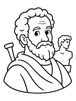 Free printable Michelangelo Portrait With David Bust coloring page
