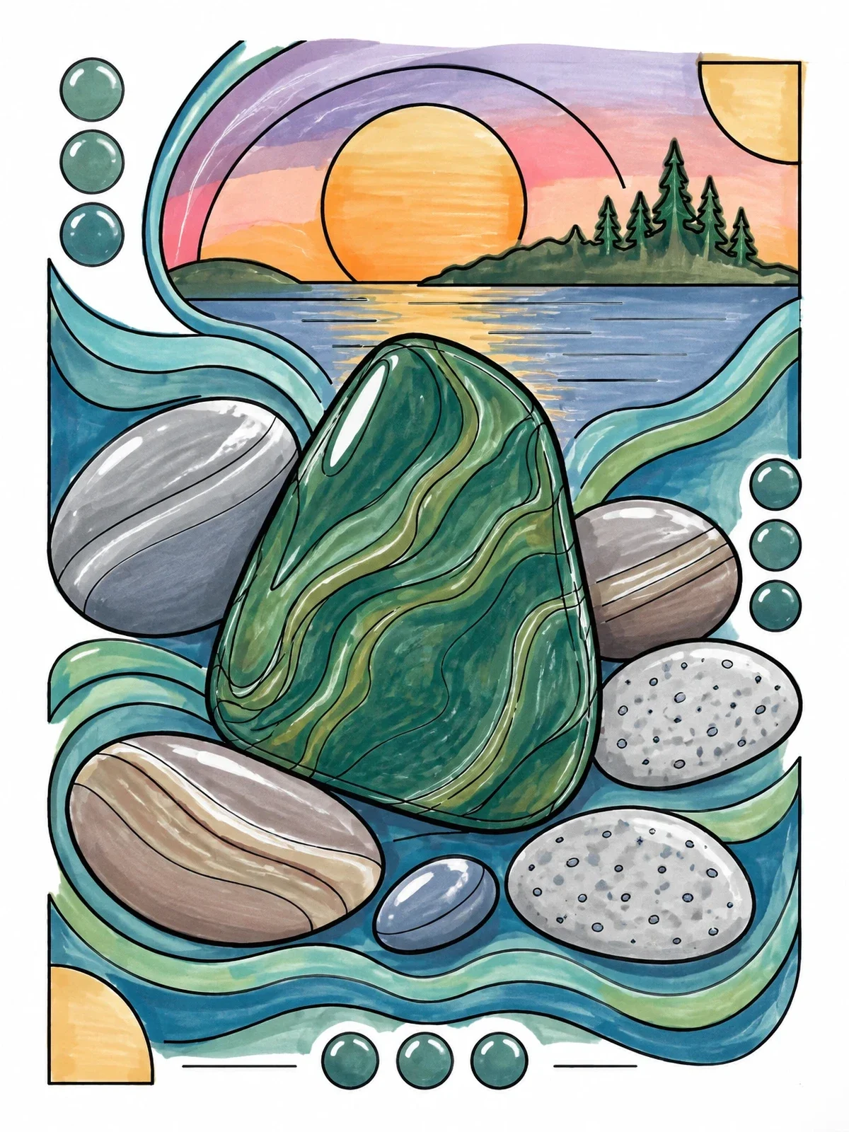 Colored example of the Isle Royale Greenstone And Shoreline Stones coloring page