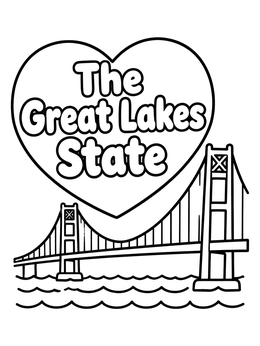 Free printable Mackinac Bridge And Heart Outline coloring page