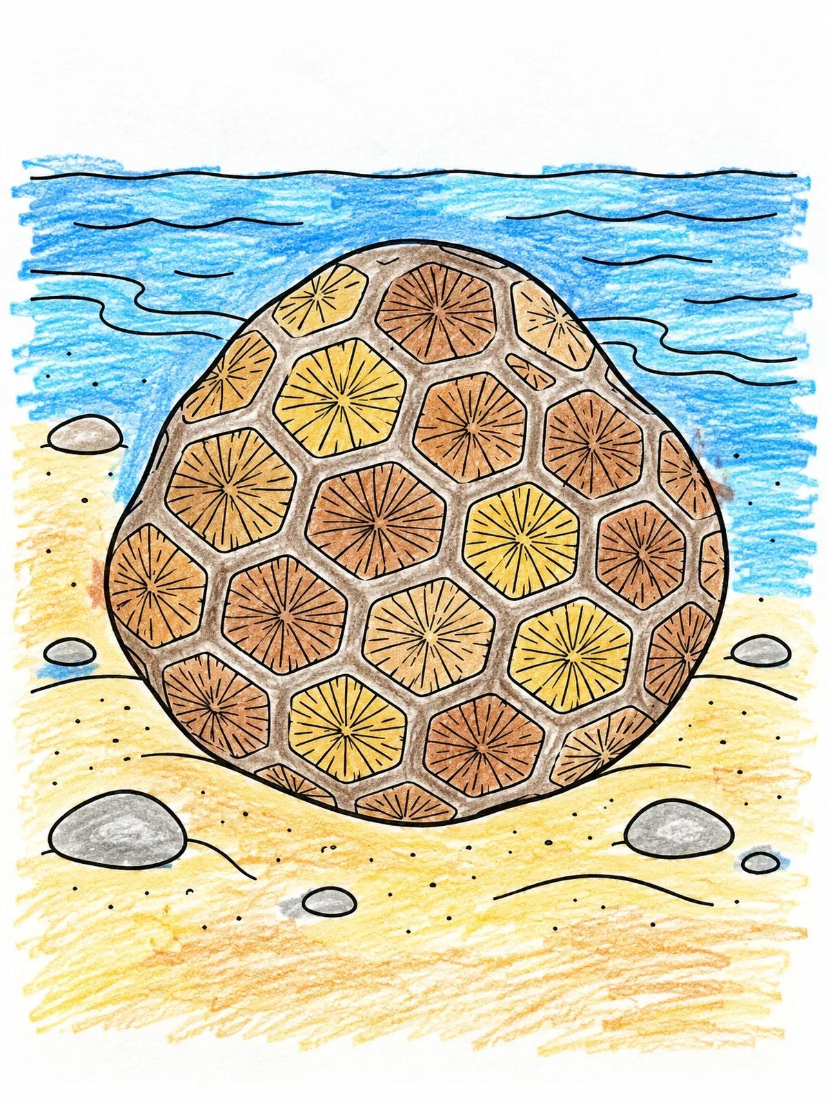 Colored example of the Petoskey Stone On The Beach coloring page