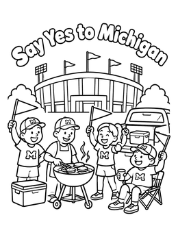 Free printable Michigan Tailgate Party Outside The Stadium coloring page