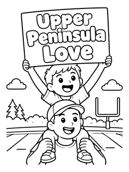 Free printable Upper Peninsula Love Football Fan coloring page
