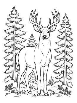 A majestic buck stands in a forest on this Michigan coloring page.