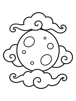 Free printable Full Moon And Swirling Clouds coloring page