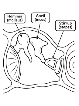 Free printable Middle Ear Bones Anatomy Diagram coloring page