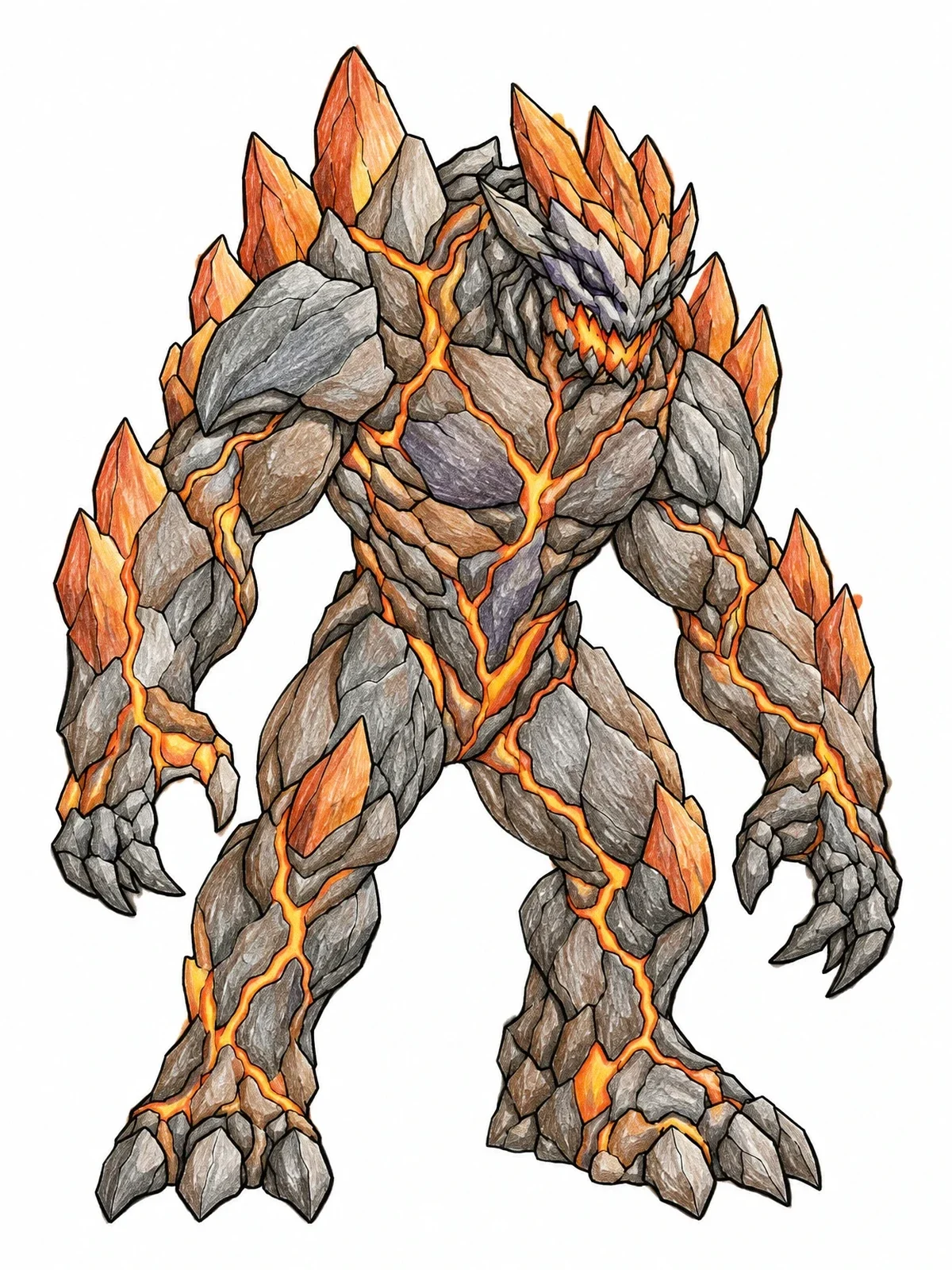 Colored example of the Mighty Rock Golem Monster coloring page