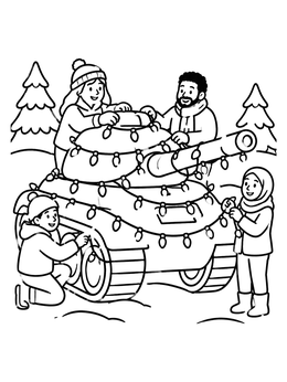 Free printable Decorating A Tank With Holiday Lights coloring page