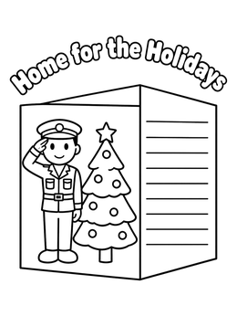 Free printable Home For The Holidays Soldier Card coloring page