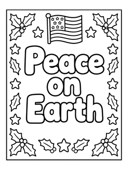 Free printable Peace On Earth American Flag Card coloring page