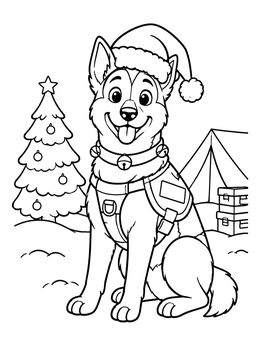 Free printable Festive Military Working Dog coloring page
