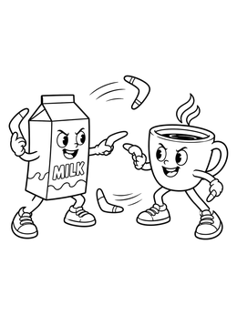 Free printable Milk Carton And Coffee Cup Boomerang Duel coloring page