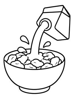 Free printable Pouring Milk Into Cereal Bowl coloring page