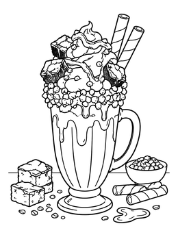Free printable Loaded Fudge Brownie Freakshake coloring page