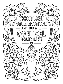 Free printable Mindful Meditation With Motivational Quote coloring page