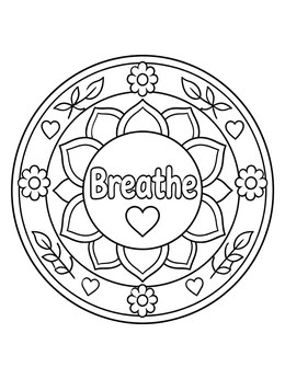 Free printable Breathe Floral Mandala coloring page