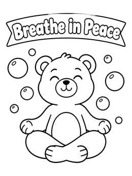 Free printable Meditating Bear With Bubbles coloring page