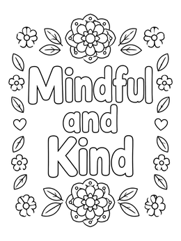 Free printable Mindful And Kind Floral Frame coloring page