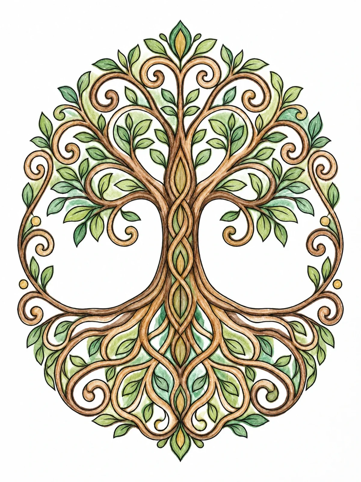 Colored example of the Ornate Celtic Tree Of Life coloring page