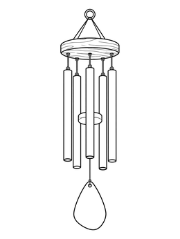 A serene wind chime lines up on this mindfulness coloring page.