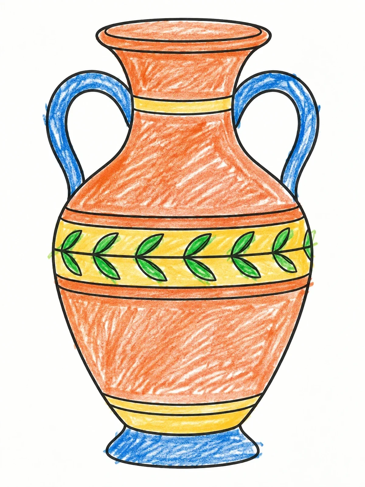 Colored example of the Classical Ceramic Vase Line Art coloring page