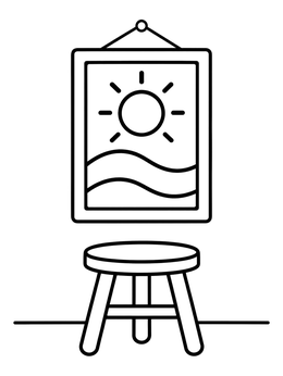 Free printable Framed Sun Art Above Stool coloring page