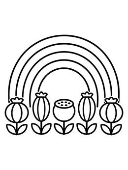 Free printable Rainbow And Botanical Seed Pods coloring page