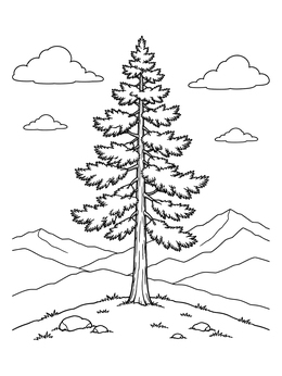 Free printable Solitary Pine On A Hill coloring page
