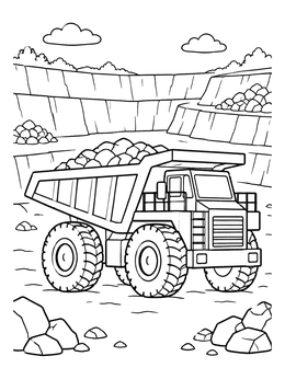 Free printable Mining Dump Truck In Quarry coloring page