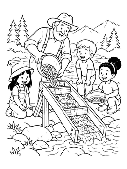 Free printable Gold Prospector With Sluice Box coloring page