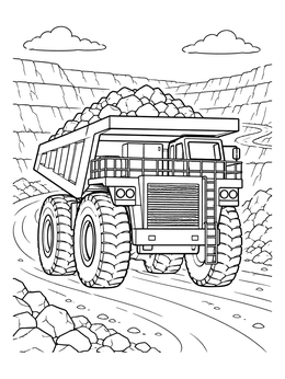 Free printable Mining Haul Truck In Open Pit coloring page