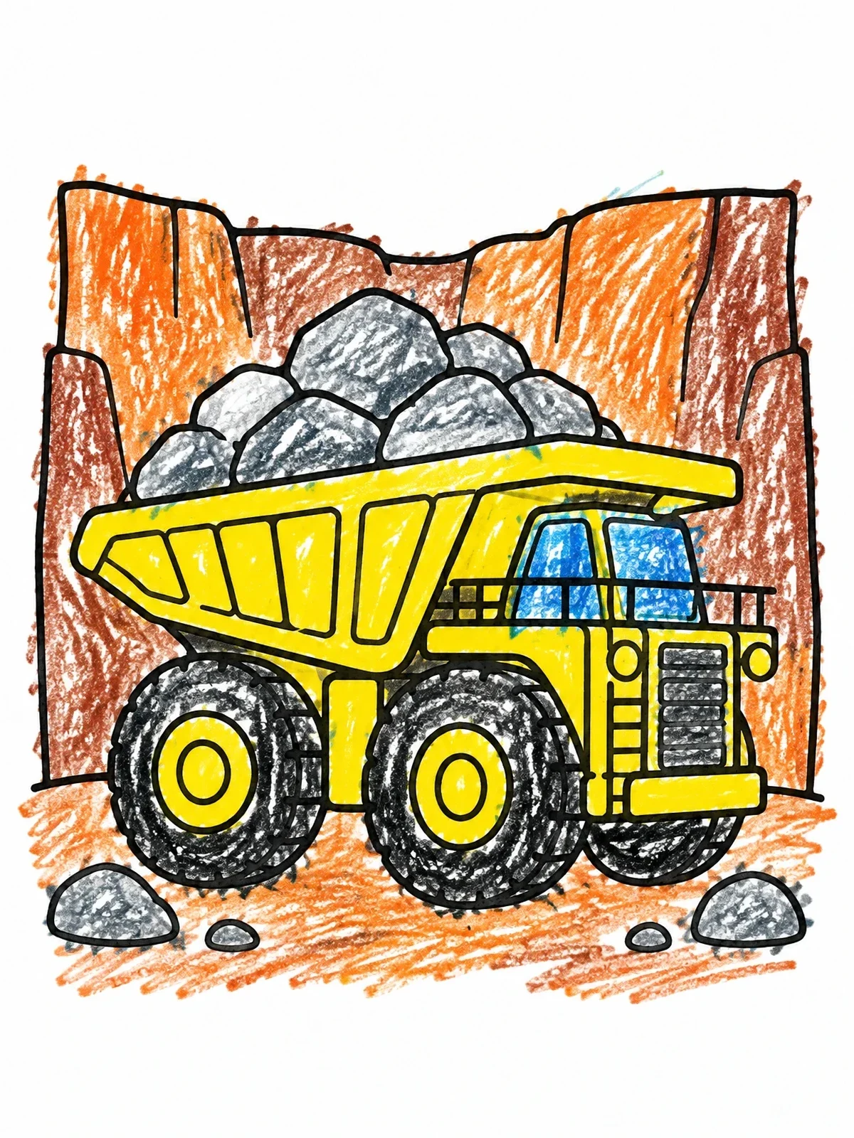 Colored example of the Mining Haul Truck With Rocks coloring page