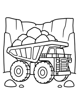 Free printable Mining Haul Truck With Rocks coloring page