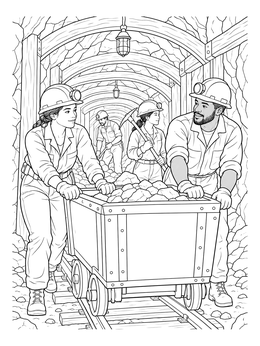 Free printable Miners Working In Underground Drift coloring page