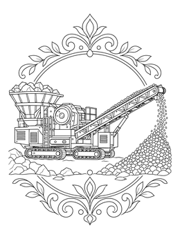 Free printable Mobile Rock Crushing Plant In Ornate Frame coloring page