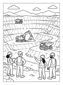 Free printable Open Pit Mine And Workers coloring page