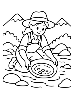 Free printable Prospector Panning In Mountain Stream coloring page