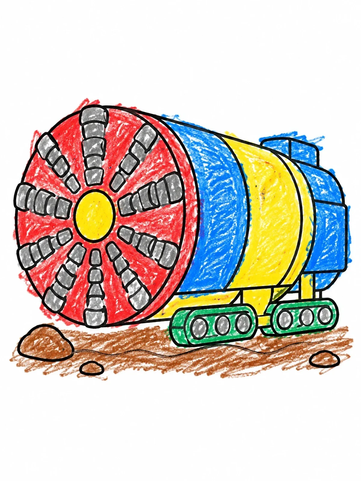 Colored example of the Tunnel Boring Machine coloring page