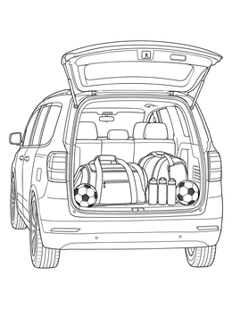 Free printable Minivan Trunk Packed For Sports coloring page
